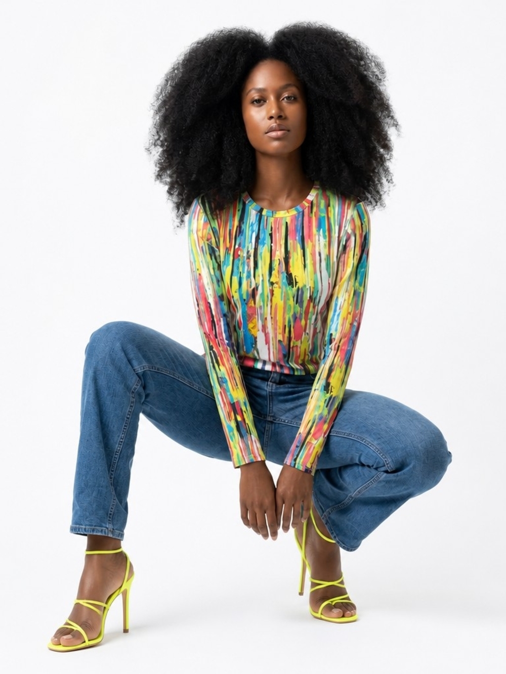 Prabal Gurung Multicolor Brushstroke Long-Sleeve Top